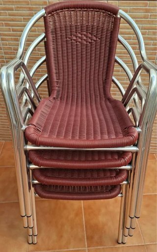 Conjunto 4 sillas terraza aluminio ratán sintético