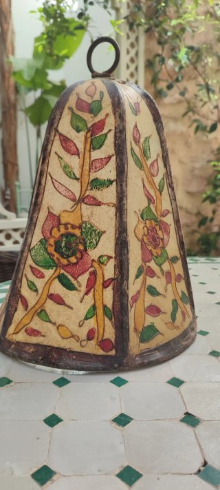 Lámpara Marroquí Artesanal Cuero y Metal.