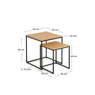 Mesa auxiliar KAVE HOME Yoana chapa roble y metal