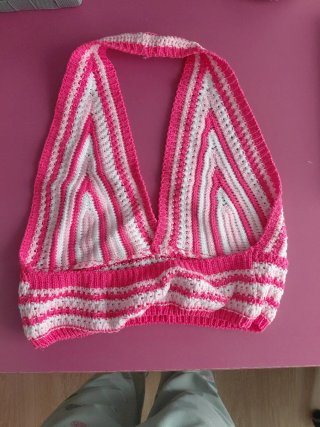 Top Crochet Rosa y Blanco