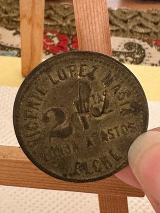 Lote 4 monedas Elche P. Piñol Aznar / V. Lopez