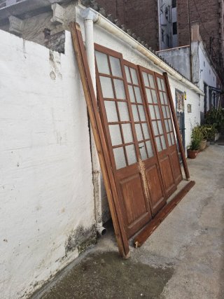 4 Puertas Madera y Cristal + Marco