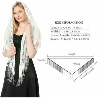 Mantón Triangular de Encaje para Mujer Negro