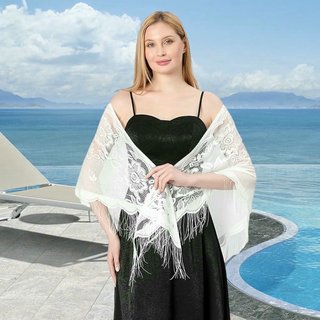 Mantón Triangular de Encaje para Mujer Negro
