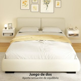 Juego 2 Mesitas Noche Flotantes Blancas