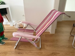 Silla de Playa Plegable Rayas Rosas