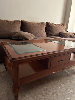 Mesa de centro madera y cristal