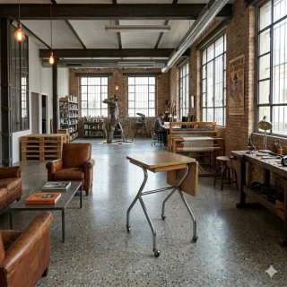 Mesa con ruedas vintage auxiliar diseño industrial