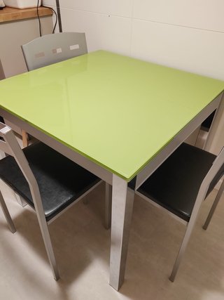 Mesa Cocina Cristal Verde 80x80