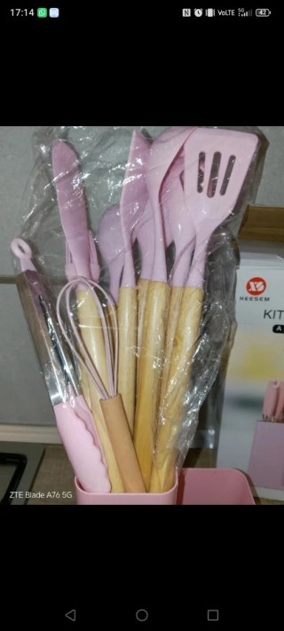 Set 18 Utensili Cucina Rosa Silicone