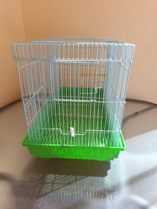 Jaula cría pájaros verde y plata