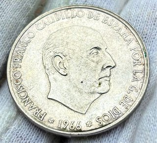 Moneda PLATA 100 Pesetas 1966 *69 Curvo LEER