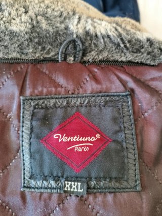 Aviador cuero auténtico cuello de pelo L. Medidas.