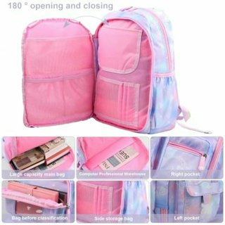 Mochila Escolar Rosa Púrpura Estilo Fantasía