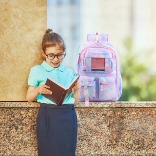 Mochila Escolar Rosa Púrpura Estilo Fantasía