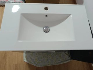 Mueble de lavabo madera y cerámica espejo,estantes