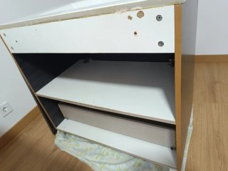Mueble de lavabo madera y cerámica espejo,estantes