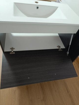 Mueble de lavabo madera y cerámica espejo,estantes