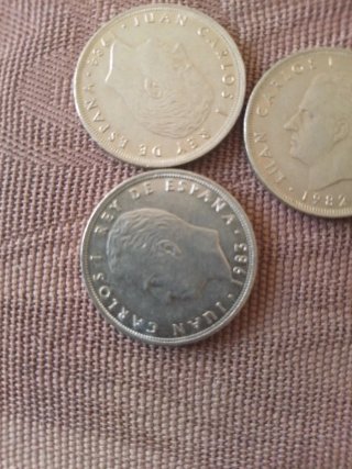 3 Monedas 25 PTAS Corona Juan Carlos I