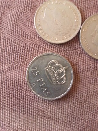 3 Monedas 25 PTAS Corona Juan Carlos I