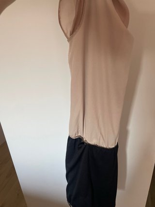 Vestido fiesta lentejuelas y gasa beige