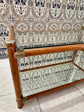 Mesa de centro rectangular de madera y cristal