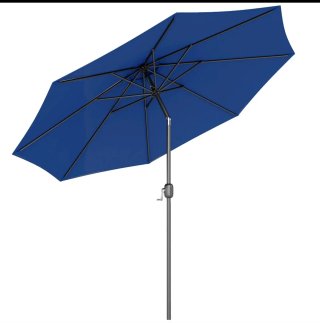 Sombrilla azul con poste inclinable
