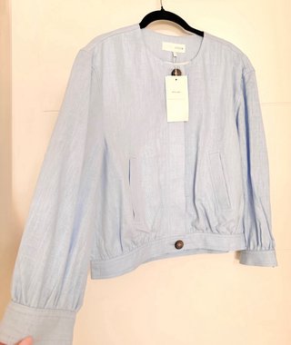 Cazadora bomber de lino, azul cielo, M, Zara