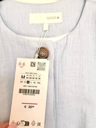 Cazadora bomber de lino, azul cielo, M, Zara