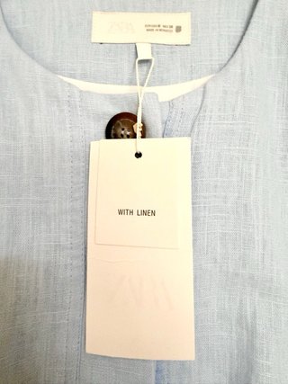 Cazadora bomber de lino, azul cielo, M, Zara