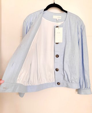 Cazadora bomber de lino, azul cielo, M, Zara