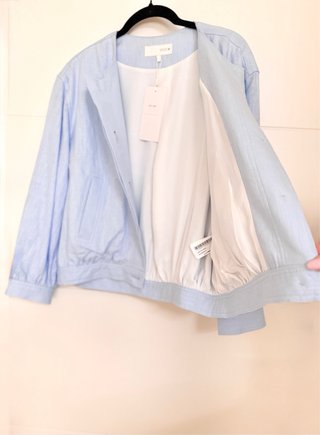 Cazadora bomber de lino, azul cielo, M, Zara