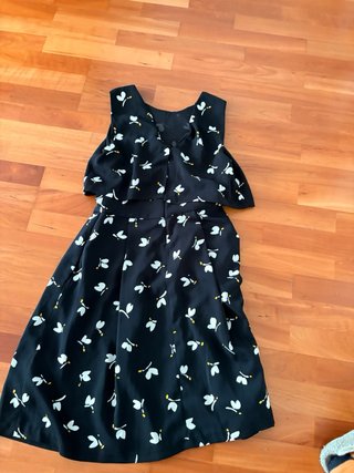 Vestido Zara Negro Estampado Talla M