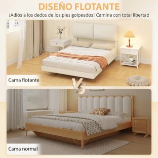 Cama Doble 135x190 cm con Cabecero Acolchado