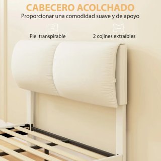 Cama Doble 135x190 cm con Cabecero Acolchado