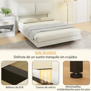 Cama Doble 135x190 cm con Cabecero Acolchado