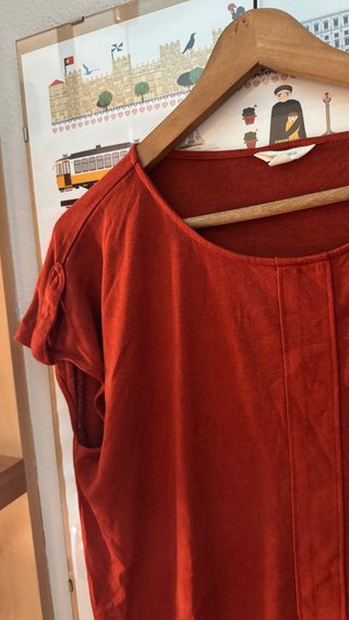 Camiseta manga corta color teja