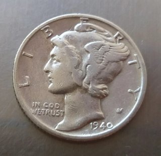 Moneda Plata One Dime 1940