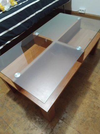 Mesa de centro madera y cristal