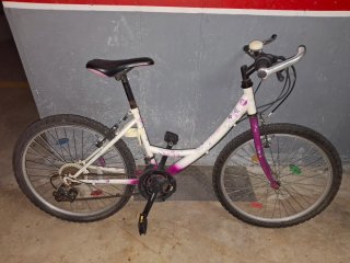 Bicicleta infantil rosa y blanca