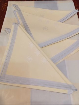 Tovaglia fiandra beige e grigio chiaro