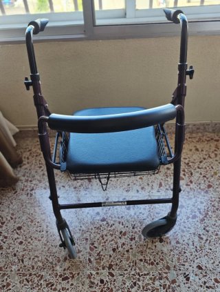 Andador con asiento y cesta