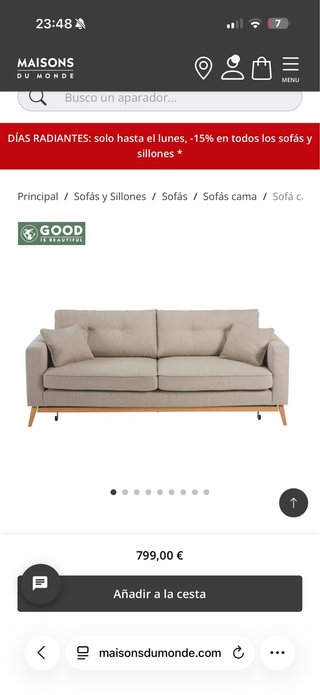 Sofá Cama Maison du Monde Beige