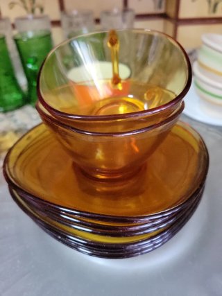 Juego Platos Vasos bandejas... Cristal Vintage