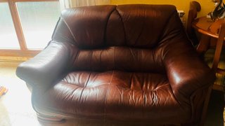 Sofá de Piel Marrón 2 Plazas