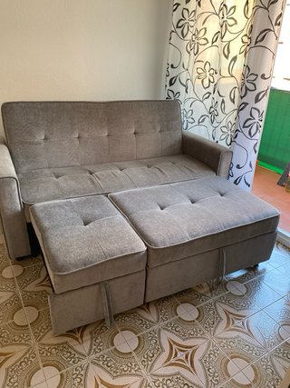 Sofá Cama Chaise Longue Gris