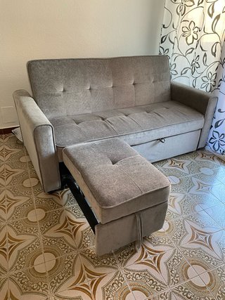 Sofá Cama Chaise Longue Gris
