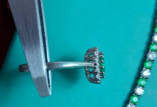 Anello Argento Fiore Verde Zirconi