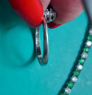 Anello Argento Fiore Verde Zirconi