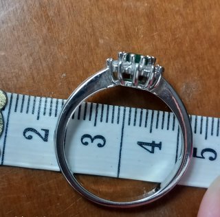 Anello Argento Fiore Verde Zirconi
